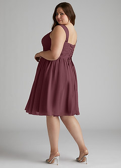 Azazie Angie Bridesmaid Dresses Sangria A-Line Corset Chiffon Dress image12