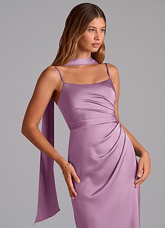 Azazie Calandra Suknie dla druhen Linia A Pofałdowany Satyna elastyczna Do ziemi Sukienka image5