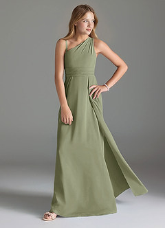 Azazie Dallas Junior Dark Navy A-Line Pleated Chiffon Dress image3