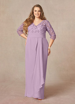 Azazie Joan Mother of the Bride Dresses Wisteria Sheath V-Neck Lace Chiffon Dress image6