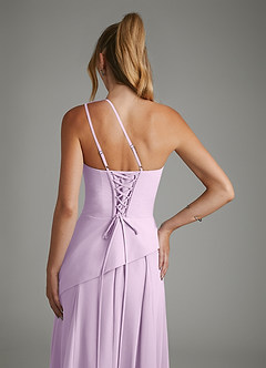 Azazie Holly Vestidos de damas de honor Vestido Lila Esmerilada de Gasa de Línea A con Corsé image8