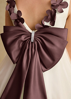 Azazie Lilli Robe Demoiselle D'honneur Fillette Robe Trapèze en Tulle Arc Ivoire Expresso image6