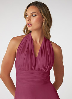 Azazie Fifi Bridesmaid Dresses Mulberry A-Line Strapless Chiffon Convertible Dress image11