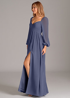 Azazie Alia Bridesmaid Dresses Stormy A-Line Long Sleeve Chiffon Dress image3