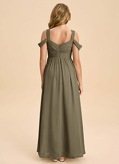 Azazie Lianne Junior Willow Green A-Line Off the Shoulder Chiffon Dress image7