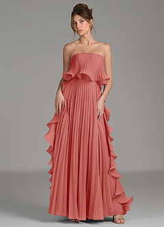 Azazie Alexia Robes de demoiselle d'honneur Robe Trapèze en Mousseline de soie Rayé Antique Rose image1