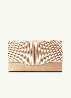 front Farblich passende Clutch aus plissiertem Metallic-Satin