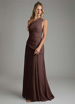 Azazie Holly Bridesmaid Dresses Ganache A-Line Corset Chiffon Dress image5