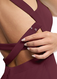 Azazie Clarice Bridesmaid Dresses Cabernet A-Line Halter Chiffon Dress image6