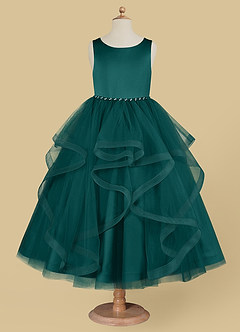 Azazie Sofia Flower Girl Dresses Peacock A-Line Beaded Tulle Dress image5