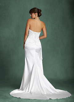 Azazie Angel Vestidos de novia Vestido Diamante Blanco de Charmeuse de Corte Sirena con Palabra de honor image3
