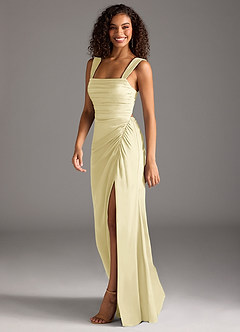 Azazie Jesaphine Brudtärnklänningar Klä av Tubklänning i Stretch Satin Rosett Citronsorbet image6