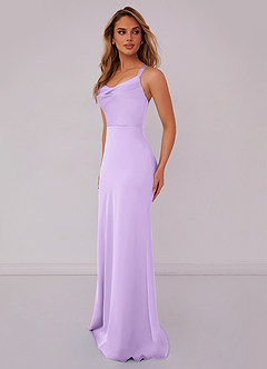 Barbie ♥ Azazie Bridesmaid Dresses Lilac Mermaid Pleated Stretch Satin Dress image4