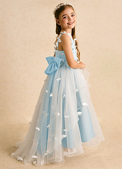 Azazie Darlina Robe Demoiselle D'honneur Fillette Robe Princesse en Tulle Dentelle Ivoire Bleu Ciel image1