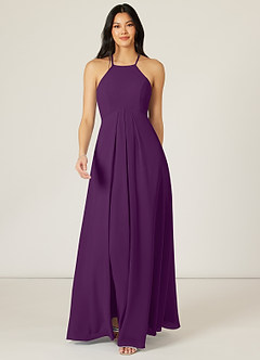 Azazie Sarah Bridesmaid Dresses Grape Empire Pleated Chiffon Dress image1