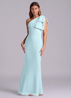 Azazie Yuanna Bridesmaid Dresses Cloud Blue Mermaid One Shoulder Chiffon Dress image4