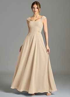 Azazie Oasis Bridesmaid Dresses Champagne A-Line with Pockets Chiffon Dress image7