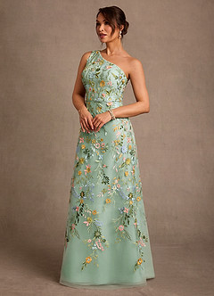 Azazie Bertie Mother of the Bride Dresses Agave A-Line Lace Dress image3