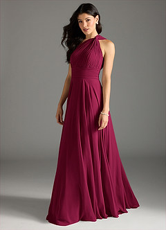 Azazie Charlize Brautjungfernkleider A-Linie One-Shoulder Chiffon Kleid Burgunderrot image4