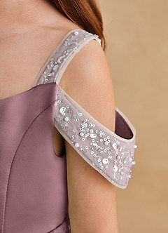 Azazie Jodi Flower Girl Dresses Vintage Mauve A-Line Matte Satin Dress image6