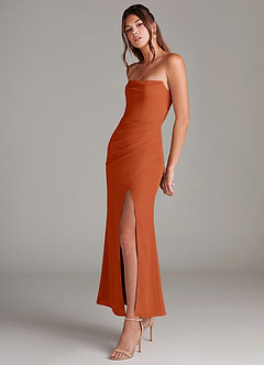 Azazie Leonis Bridesmaid Dresses Burnt Orange Mermaid Strapless Chiffon Convertible Dress image3