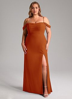 Azazie Saige Bridesmaid Dresses Paprika A-Line Off the Shoulder Chiffon Convertible Dress image14