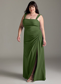 Azazie Jesaphine Bridesmaid Dresses Olive Sheath Bow Chiffon Dress image12