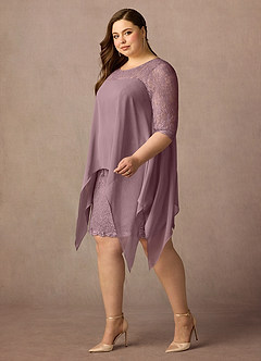 Azazie Flo Abiti per la Madre della Sposa Abito A-Line in Chiffon Pizzo Rosa Polverosa image9