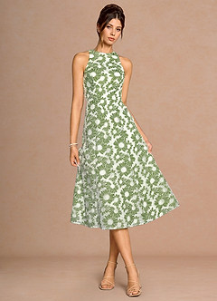 Selira Green And White Midi Dress image1