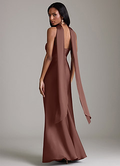 Azazie Saylor Brudtärnklänningar Klä av Sjöjungfru i Stretch Satin Axelbandslös Espresso image8