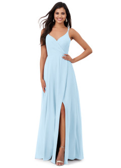 Azazie Lennon Bridesmaid Dresses Sky Blue A-Line Lace Chiffon Dress image1