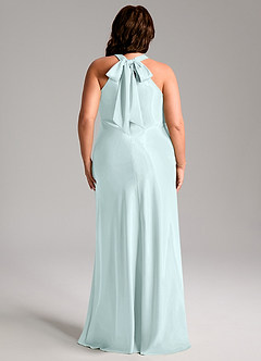 Azazie Doretta Bridesmaid Dresses Sea Glass Mermaid Pleated Stretch Satin Dress image14