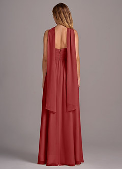 Azazie Joni Robes de demoiselle d'honneur Robe Trapèze Convertible en Mousseline de soie Sans bretelle Rouille image7
