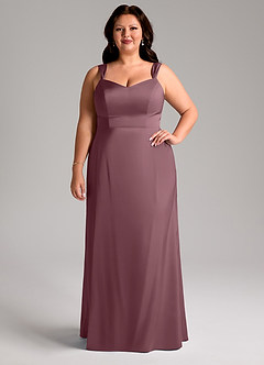 Azazie Denice Bridesmaid Dresses Amethyst Sheath Pleated Stretch Satin Dress image8