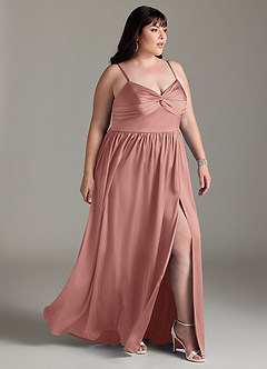 Azazie Zeya Bridesmaid Dresses Rosette A-Line Pleated Stretch Satin Dress image12