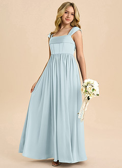 Azazie Hattie Junior Mist A-Line Pleated Stretch Satin Dress image6