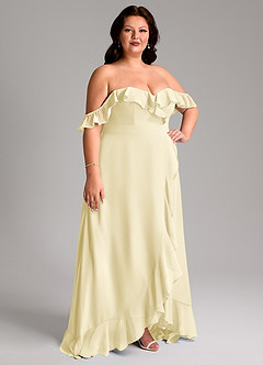 Azazie Lyra Bridesmaid Dresses Lemon Sorbet A-Line Chiffon Convertible Dress image13