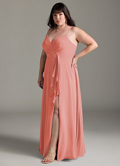 Azazie Akita Bridesmaid Dresses Coral A-Line Chiffon Dress image8