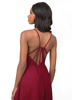 Azazie Everleigh Bridesmaid Dresses Burgundy A-Line Sweetheart Pleated Chiffon Dress image4