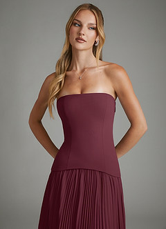 Azazie Alex Brautjungfernkleider A-Linie Korsett Chiffon Kleid Cabernetrot image8