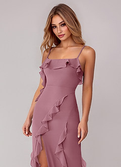 Azazie Malia Bridesmaid Dresses Vintage Mauve Sheath Ruched Chiffon Dress image2