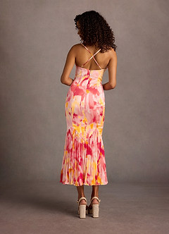 Nidia Pink Sunset Print Midi Dress image5