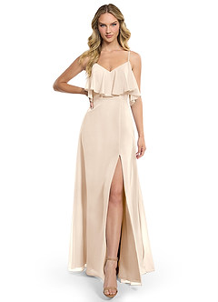 Azazie Jean Bridesmaid Dresses White Alabaster A-Line Chiffon Convertible Dress image1