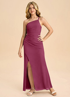 Azazie Eren Junior Vestido Amora de Chiffon de Linha A com Plissado image2