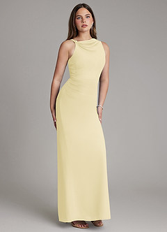 Azazie Charice Brautjungfernkleider Etui Plissee Chiffon Kleid Zitronensorbet image4