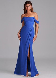 Azazie Johana Jurken voor bruidsmeisjes Converteerbaar Jurk van Chiffon met Zeemeermin Off the Shoulder Koningsblauw image7