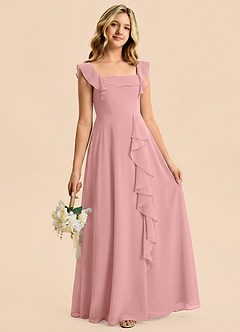 Azazie Nori Junior Dusty Rose A-Line Ruched Chiffon Dress image3