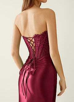 Sasha Burgundy Satin Wrap Corset Mermaid Prom Dress image7