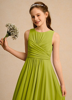 Azazie Ducky Girls Formal Flower Girl Dresses Lemongrass A-Line Pleated Chiffon Dress image3