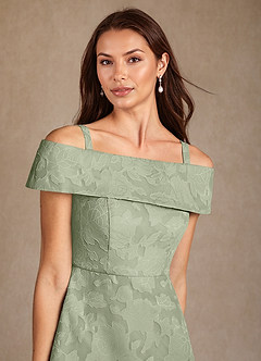 Azazie Medford Mother of the Bride Dresses Agave A-Line Off the Shoulder Floral Burnout Dress image7